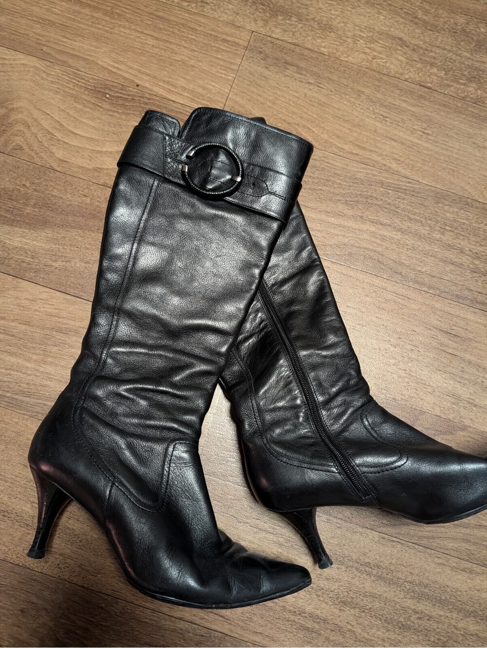 CIRCA by Joan & David Vintage black Simba heeled knee high boots sz 8